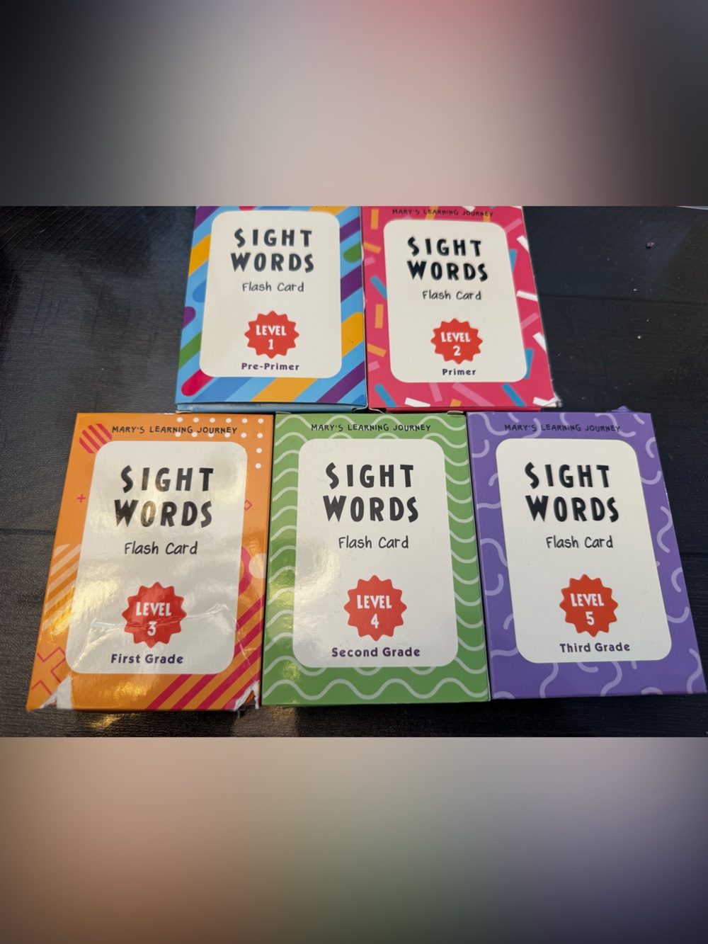 Sight Words Flash Cards - Colorful Grade Levels Pre-k - 3rd
